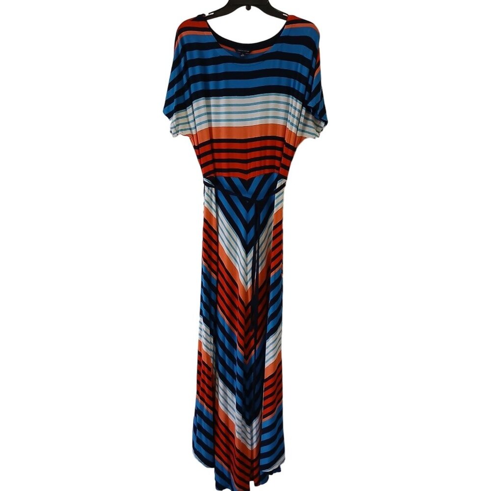 Tommy Hilfiger Women's XL Tall Maxi Dress Colorful Striped Stretch Beach #D28